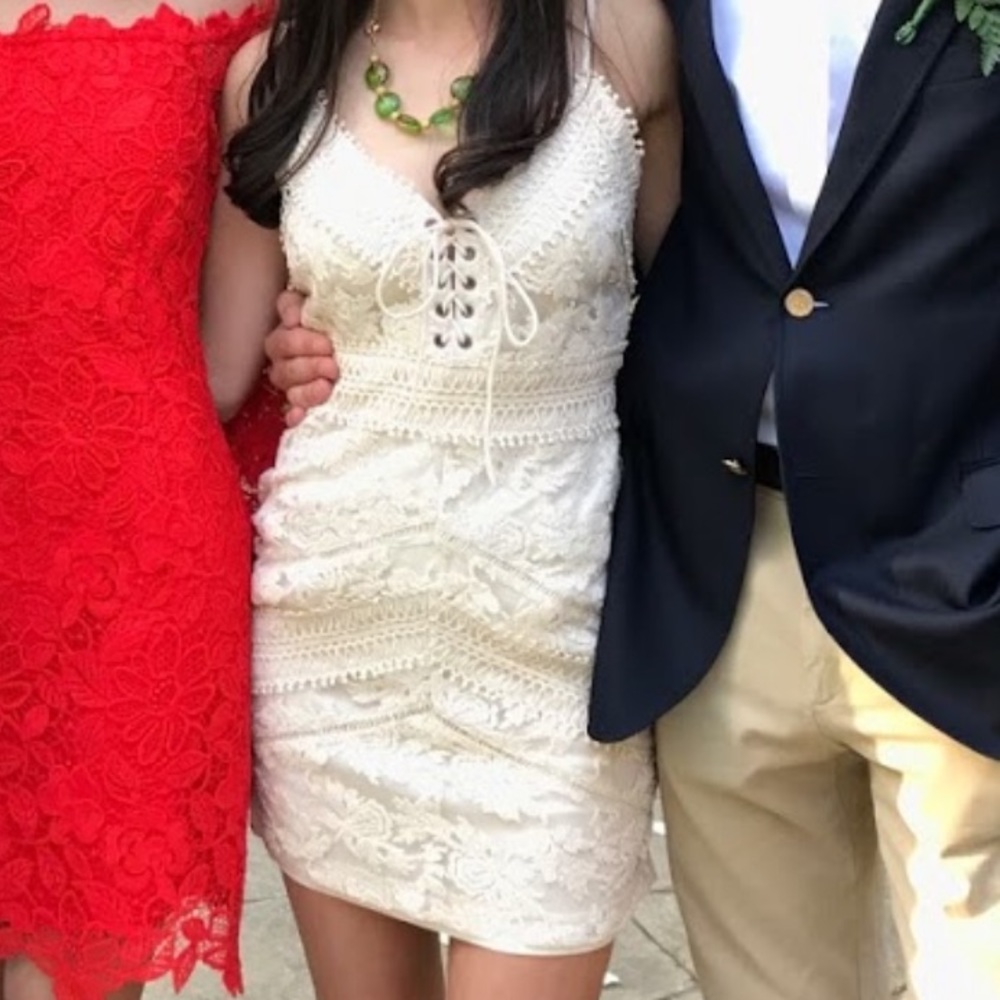 ANGL boho lace up crochet dress